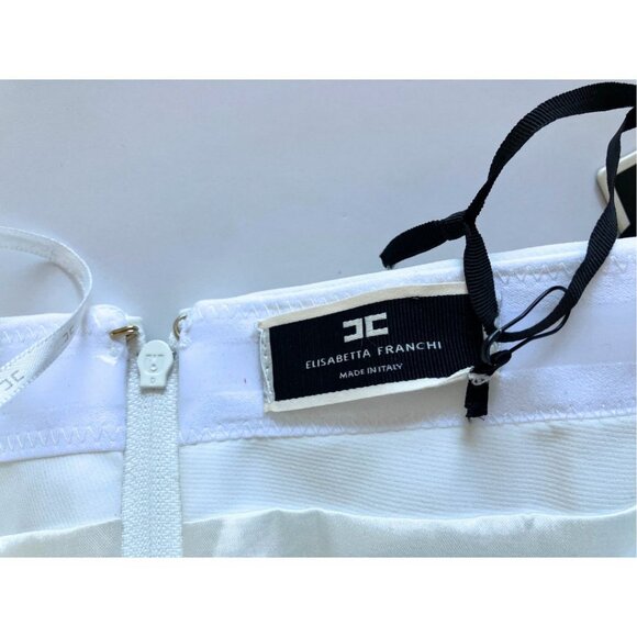 Elisabetta Franchi Abito Donna Mini Dress Ivory Size IT 46/ US 10 - Picture 7 of 11